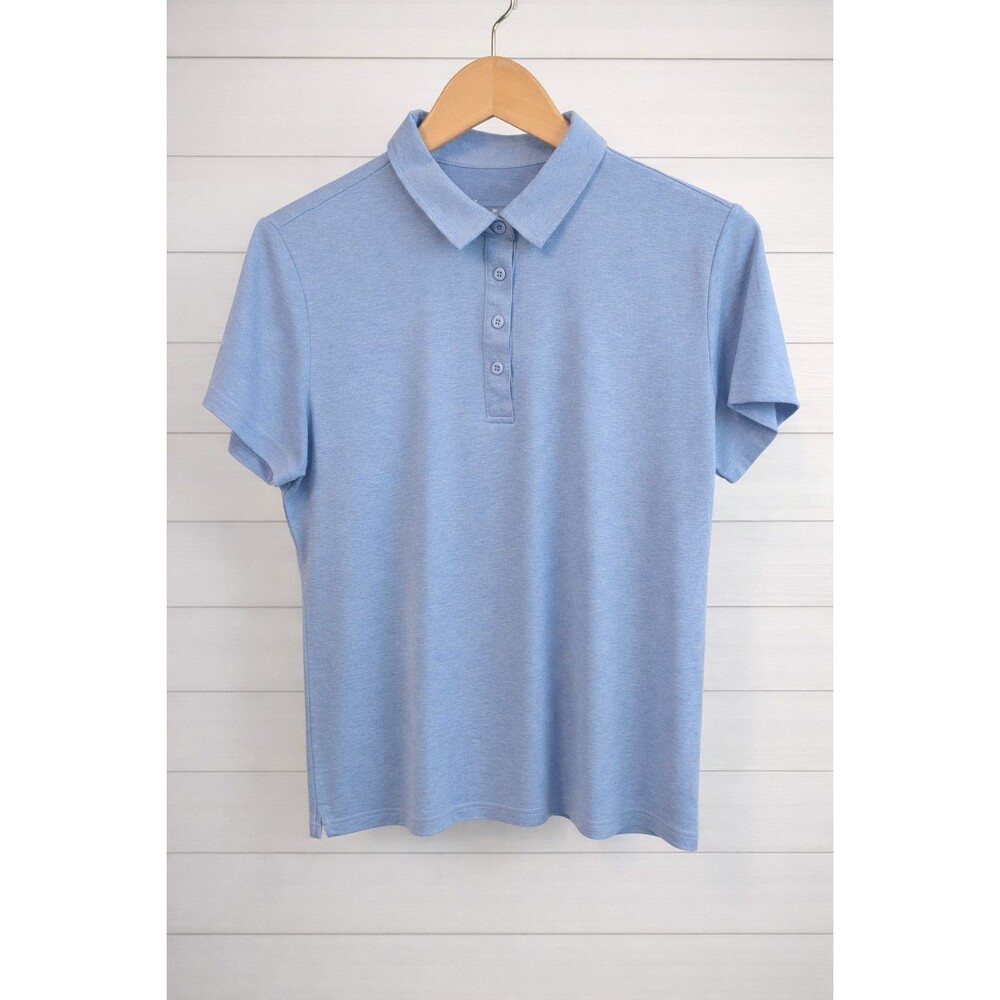 Bundle 2 Black and light Blue Women's  Short Cap Sleeve Polo Shirts Large - Picture 2 of 11